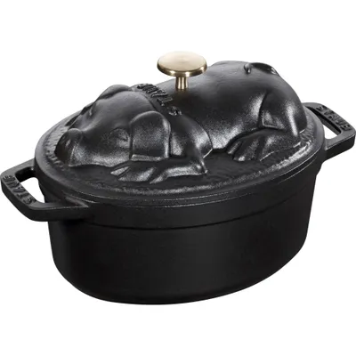 Staub - Garnek żeliwny owalny prosię Cocotte Special 1 L czarny