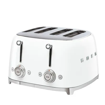 Smeg - Toster na 4 kromki (30x33cm) 50's Retro Style TSF03WHEU Biały