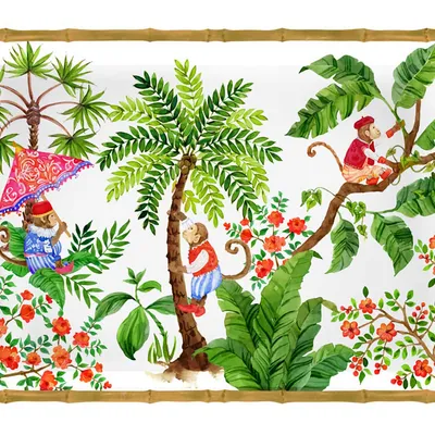 Les Jardins de la Comtesse - Taca z melaminy z uchwytami Monkeys of Bali 50 x 36 x 5 cm