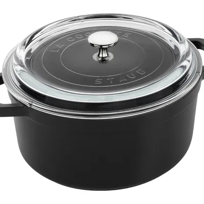 Staub - Garnek żeliwny okrągły ze szklaną pokrywką 3,8 L Czarny