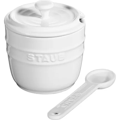 Staub - Pojemnik na sól z łyżeczką Storage 250 ml biały