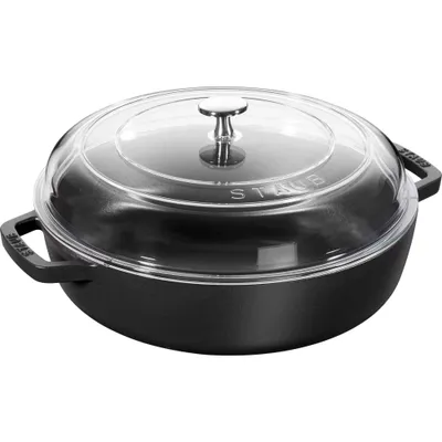 Staub - Patelnia żeliwna sauté z pokrywką Chistera 26 cm czarny