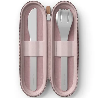 Monbento - Sztućce podróżne w etui Slim Nest Pink