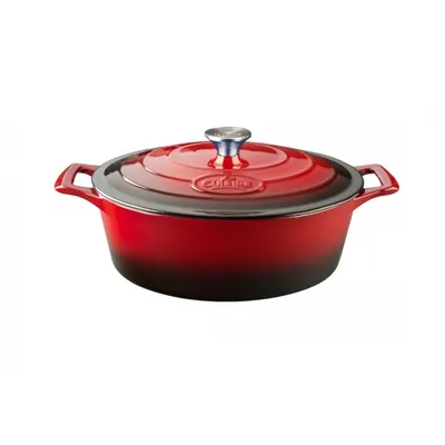 La Cuisine - Garnek żeliwny owalny 29cm 4,75L Czerwony z ciemną powłoką