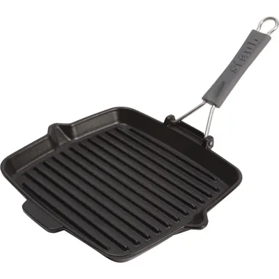 Staub - Kwadratowa patelnia żeliwna grillowa 24 cm czarny