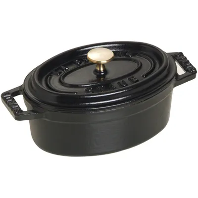 Staub - Mini garnek żeliwny owalny La Cocotte 250 ml Czarny