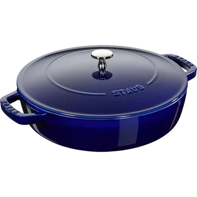 Staub - Patelnia żeliwna sauté Chistera Braiser 28 cm niebieski