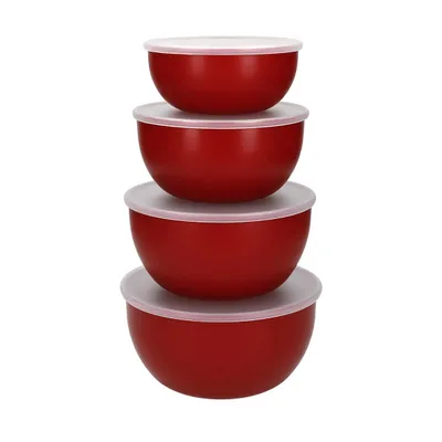 KitchenAid - Zestaw misek z pokrywkami 4 szt. Empire Red