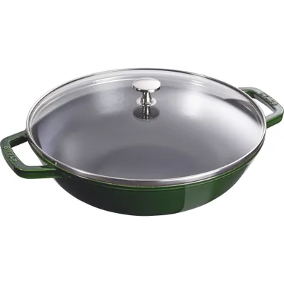 Staub - Wok żeliwny z pokrywką 30 cm zielony