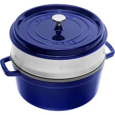 Staub - Garnek żeliwny okrągły z wkładem La Cocotte 5,25 L Niebieski