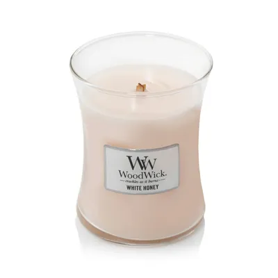 WoodWick - Świeca średnia White Honey 100h