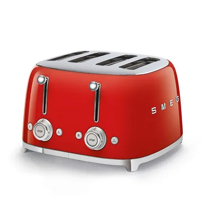 Smeg - Toster na 4 kromki (30x33cm) 50's Retro Style TSF03RDEU Czerwony