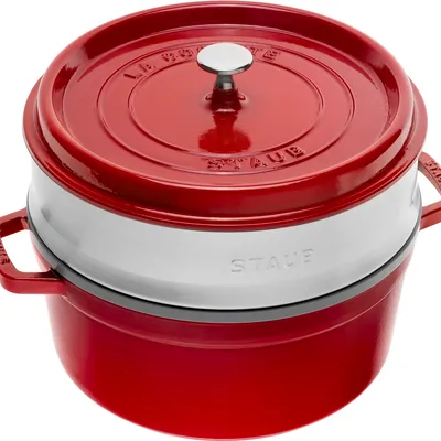 Staub - Garnek żeliwny okrągły z wkładem La Cocotte 5,25 L Czerwony