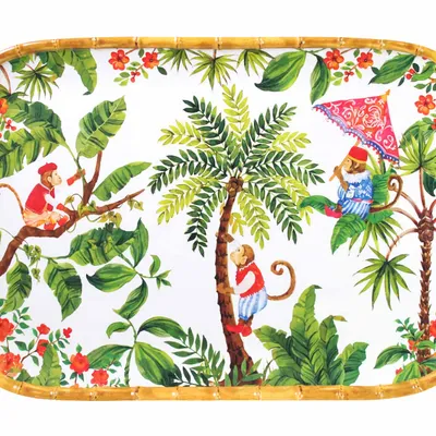 Les Jardins de la Comtesse - Taca z melaminy do serwowania Monkeys of Bali 45 x 32 cm