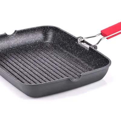 Moneta - Patelnia grillowa Pro Grill ze składaną rączką 34 x 24 cm