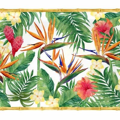 Les Jardins de la Comtesse - Taca z melaminy z uchwytami Exotic Flowers 50 x 36 x 5 cm