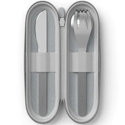 Monbento - Sztućce podróżne w etui Slim Nest Grey