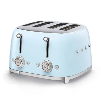 Smeg - Toster na 4 kromki (30x33cm) 50's Retro Style TSF03PBEU Pastelowy Błękit