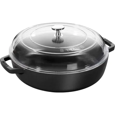 Staub - Patelnia żeliwna sauté z pokrywką Chistera 24 cm czarny