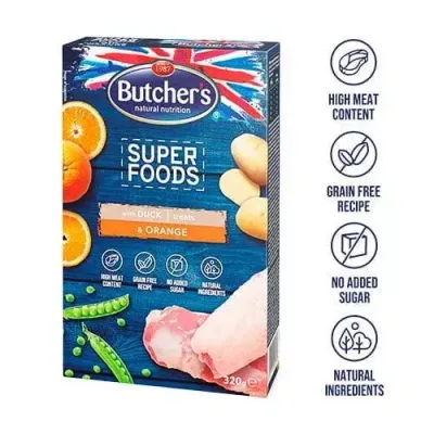 Butcher's Superfoods Grain Free Pieczone Przekąski Duck & Orange 320g