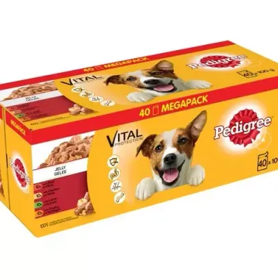 Pedigree Mokra Karma Dla Dorosłych Psów W Galaretce Mix Smaków (Z Wołowiną, Z Kurczakiem, Z Jagnięciną, Z Drobiem) 40x100g