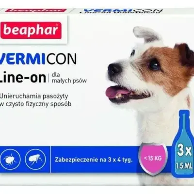 BEAPHAR Vermicon Line-On Dog S Krople Przeciwko Ektopasożytom Dla Psów <15kg 3x1,5ml