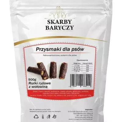 SKARBY BARYCZY Rurki ryżowe z wołowiną 500g