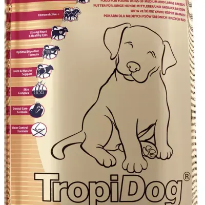 Tropidog Super Premium Junior Medium & Large Breed Z Indykiem, Łososiem I Jajkami 15kg