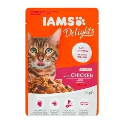 Iams Senior Delights Dla Starszych Kotów Z Kurczakiem W Sosie 85g