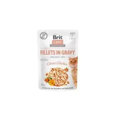 Brit Care Cat Pouches Fillets In Gravy Choice Chicken Enriched With Sea Buckthorn And Nasturtium 85g