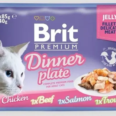 Brit Cat Pouch Jelly Fillet Dinner Plate (4x85g)