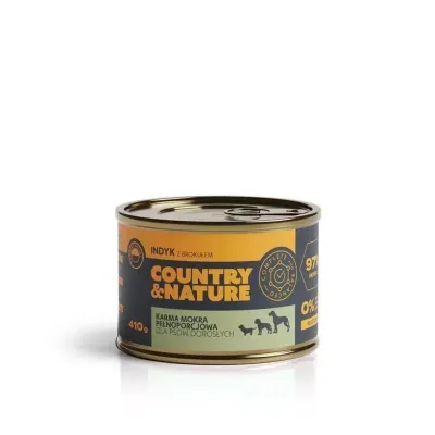 COUNTRY&NATURE Bezzbożowa Mokra Karma Indyk Z Brokułem 410g