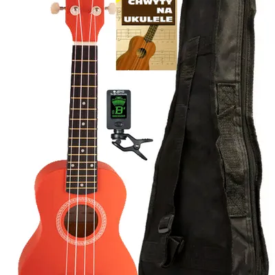 Zestaw ukulele sopranowe czerwone z pokrowcem + akcesoria Arrow PB10 R2 Soprano Red