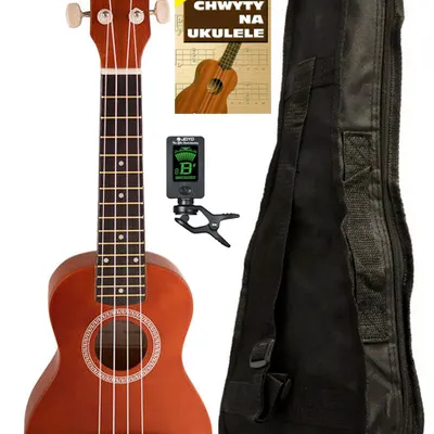 Zestaw ukulele sopranowe z pokrowcem + akcesoria Arrow PB10 NT Soprano Natural Dark Top