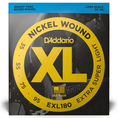 D'Addario EXL180 Niklowane lekkie struny do gitary basowej 35-95 długie z owijką