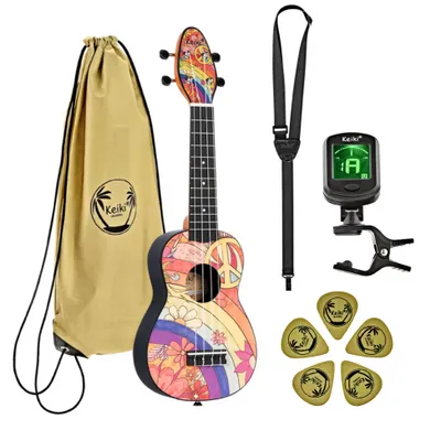 Zestaw ukulele sopranowe Ortega K2-68 Keiki ABS PEACE '68 SET z akcesoriami