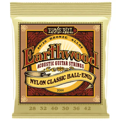 Ernie Ball 2069 Earthwood 80/20 Bronze Nylon Classic Ball End struny do gitary klasycznej 28-42