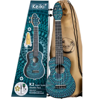 Zestaw ukulele sopranowe Ortega K2SS-BKC Keiki ABS Blue Kaleidoscope z akcesoriami