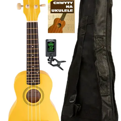 Zestaw ukulele sopranowe żółte z pokrowcem + akcesoria Arrow PB10 YW Soprano Yellow