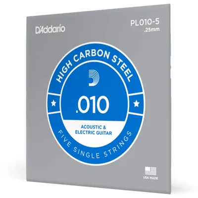 D'Addario PL010 struny stalowe bez owijki .010 - 5 sztuk