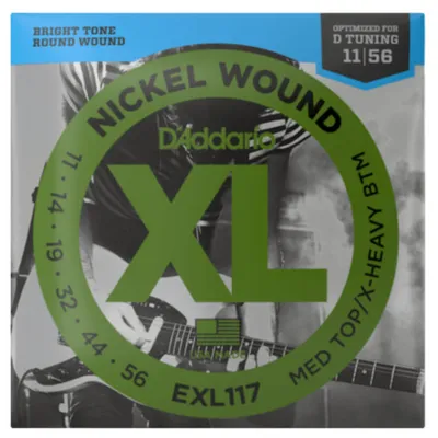 Struny do gitary elektrycznej D'Addario EXL117 XL Nickel Wound Regular 11-56 D Tuning