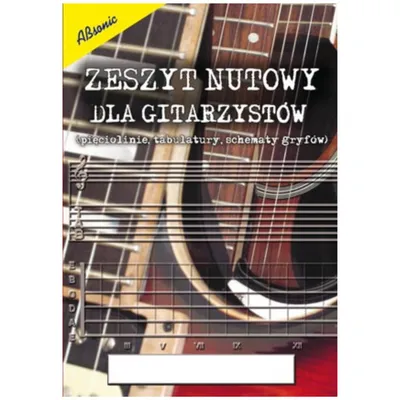 Zeszyt nutowy dla gitarzystów - pięciolinia, tabulatura, schemat gryfu