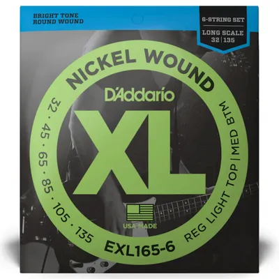 D'Addario EXL165-6 struny do gitary basowej Custom Light 6-String / Long Scale Set 32-135