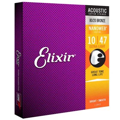 Elixir 11002 Nanoweb Bronze Extra Light 10-47 struny do gitary akustycznej