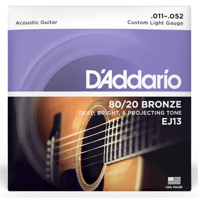 D'Addario EJ13 struny do gitary akustycznej Custom Light Set 11-52