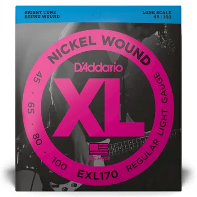 D'Addario EXL170 Niklowane struny do gitary basowej 45-100 długie z owijką