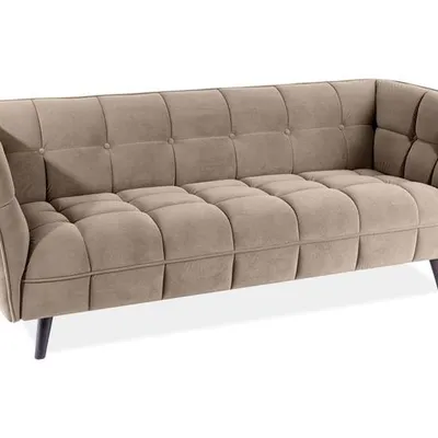 SOFA CASTELLO 3 VELVET C. BEŻ BLUVEL 40 / WENGE