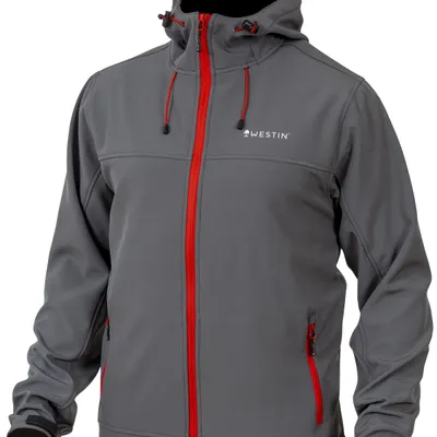 Westin W4 Softshell Steel Grey S - kurtka wędkarska z kapturem