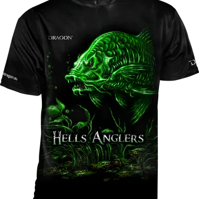 T-Shirt Dragon Hells Anglers (Z Zamkiem) KARP S czarno-zielony