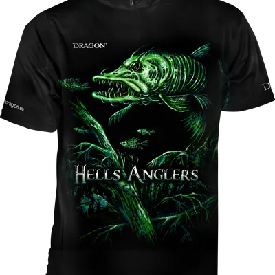 T-Shirt Dragon Hells Anglers (Z Zamkiem) SZCZUPAK M czarno-zielony